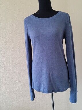 NWOT Michael Stars Waffle Thermal  Knit Crew Top Size L Blue